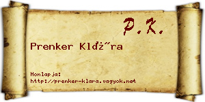 Prenker Klára névjegykártya