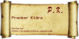 Prenker Klára névjegykártya